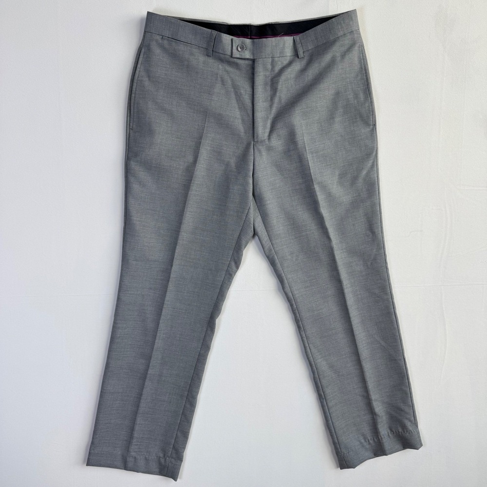 Bachrach Mens Gray Flat Front Wool blend Pants Slacks Size 34/L
